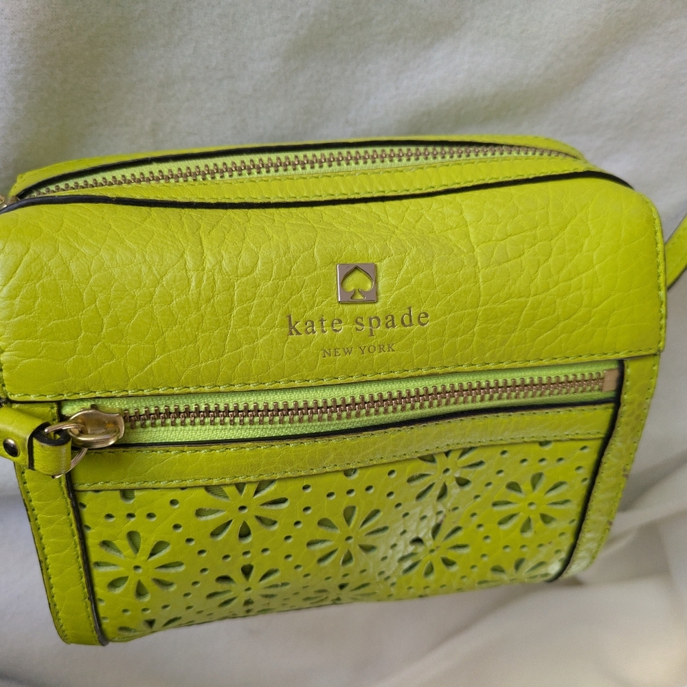 Kate Spade Looloo Perri Lane Lime Green Leather Crossbody Bag